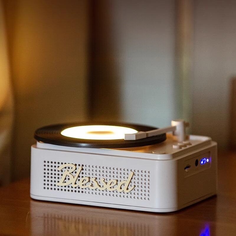 Bluetoothスピーカー|レコードプレーヤー型・ミニナイトライト・CDプレーヤー・誕生日プレゼントに・レトロ・幸運を呼ぶ|undefined