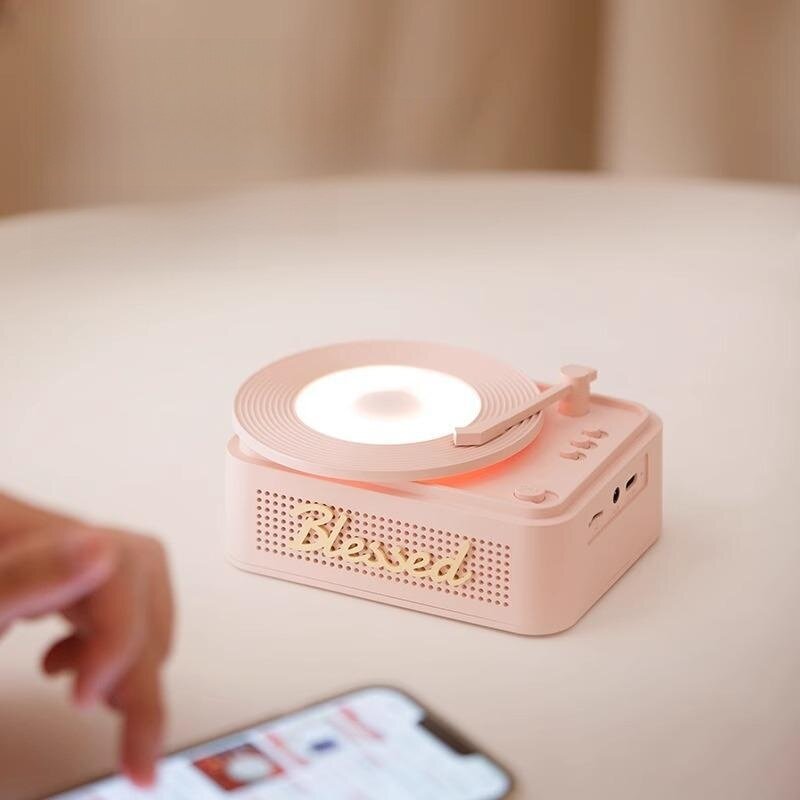 Bluetoothスピーカー|レコードプレーヤー型・ミニナイトライト・CDプレーヤー・誕生日プレゼントに・レトロ・幸運を呼ぶ|undefined