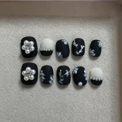 Orange.Nail ネイルチップ｜つけ爪・ハンドメイド・完成品・パールデザイン・上品・おしゃれ・トレンドネイル