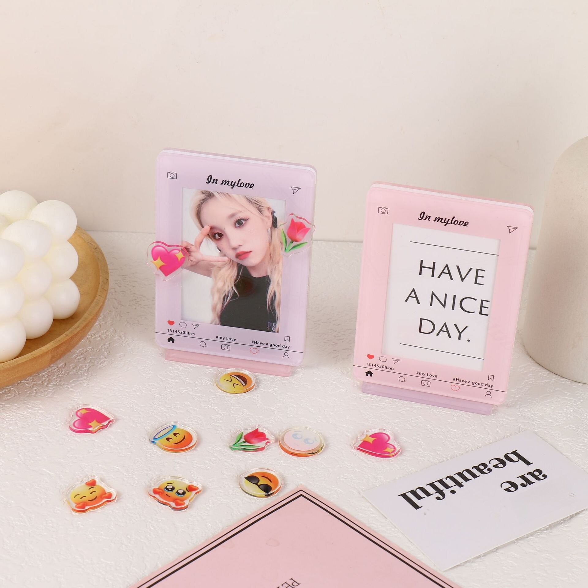 アクリルスタンド｜3インチ・写真立て・トレカ・パステルカラー・絵文字・おしゃれ・インスタ風・推し活・アイドル・BTS・BLACKPINK・NCT・カード|undefined