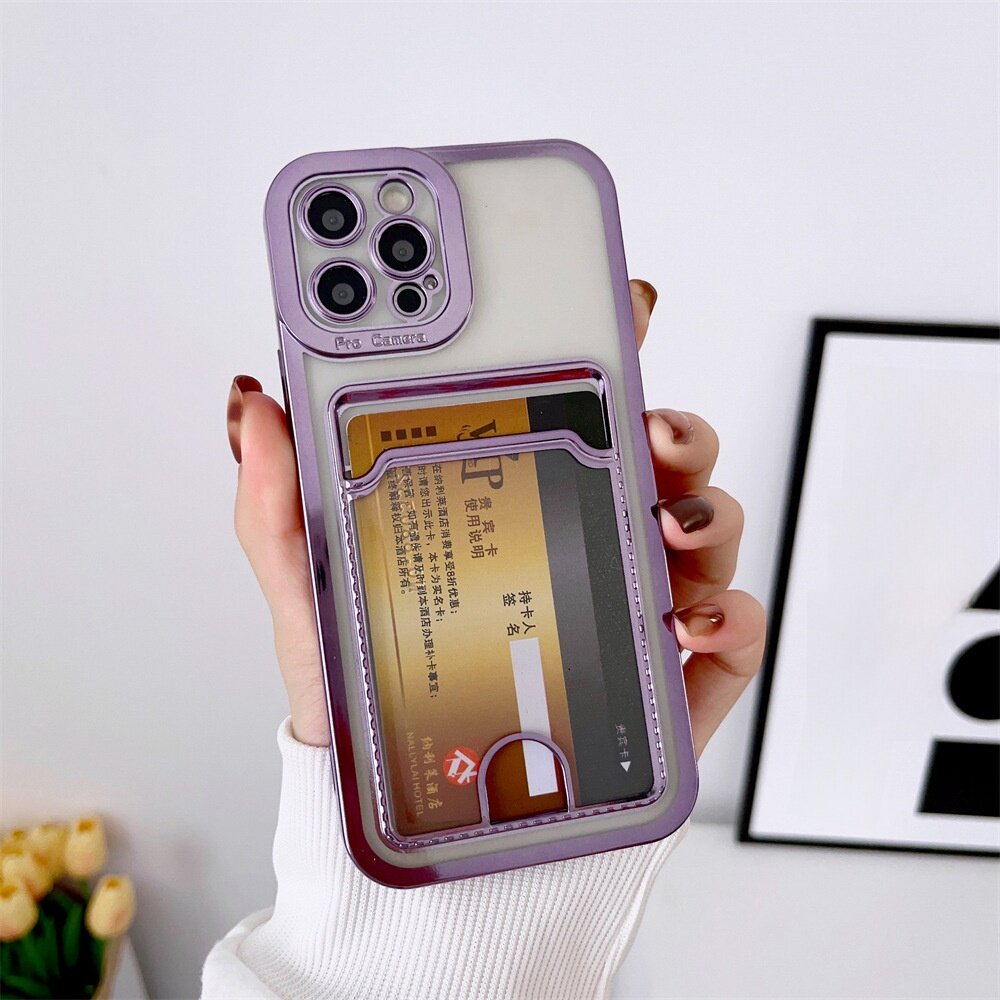 スマホケース|iPhone 16/13/14/15 Promax対応・カード収納・耐衝撃・クリア・メッキ加工|undefined