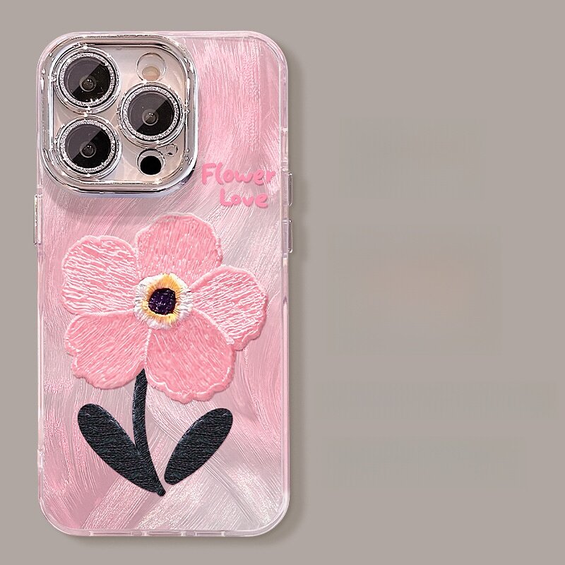 iPhoneケース|刺繍花柄・レンズ保護フィルム付き・耐衝撃・春夏に合う・おしゃれ|undefined