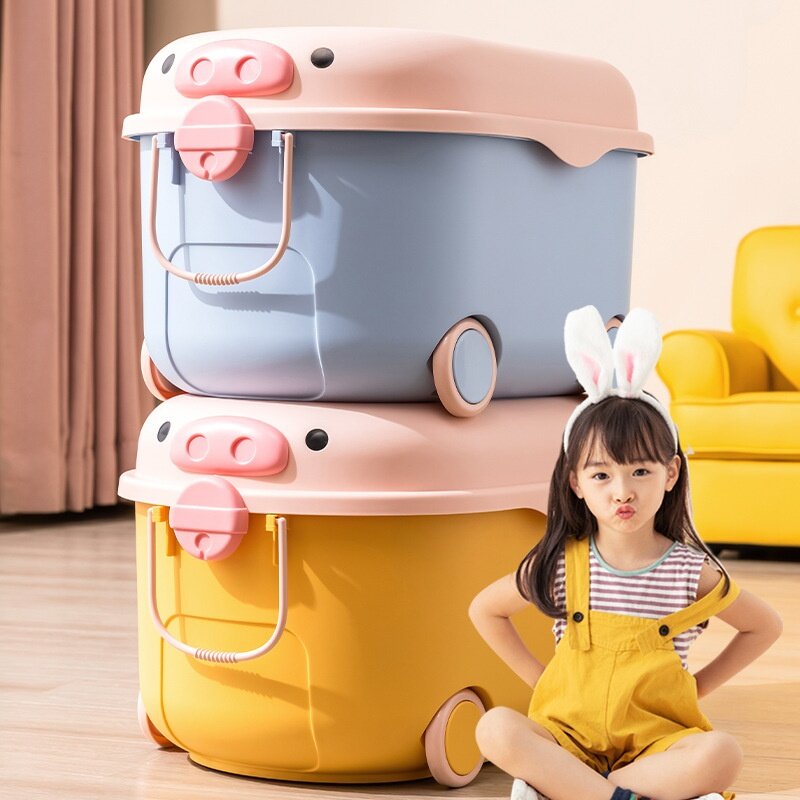 収納ケース｜子供用・おもちゃ収納ケース・大容量・キャスター付き・衣類/おやつ整理・かわいい・カートゥーン|undefined