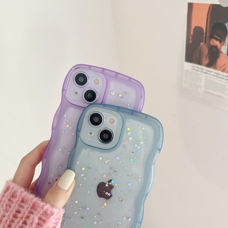 スマホケース|iPhone15Promax/14/11対応・クリア・波型フレーム・レジンデコ・グリッター・きらきら|undefined