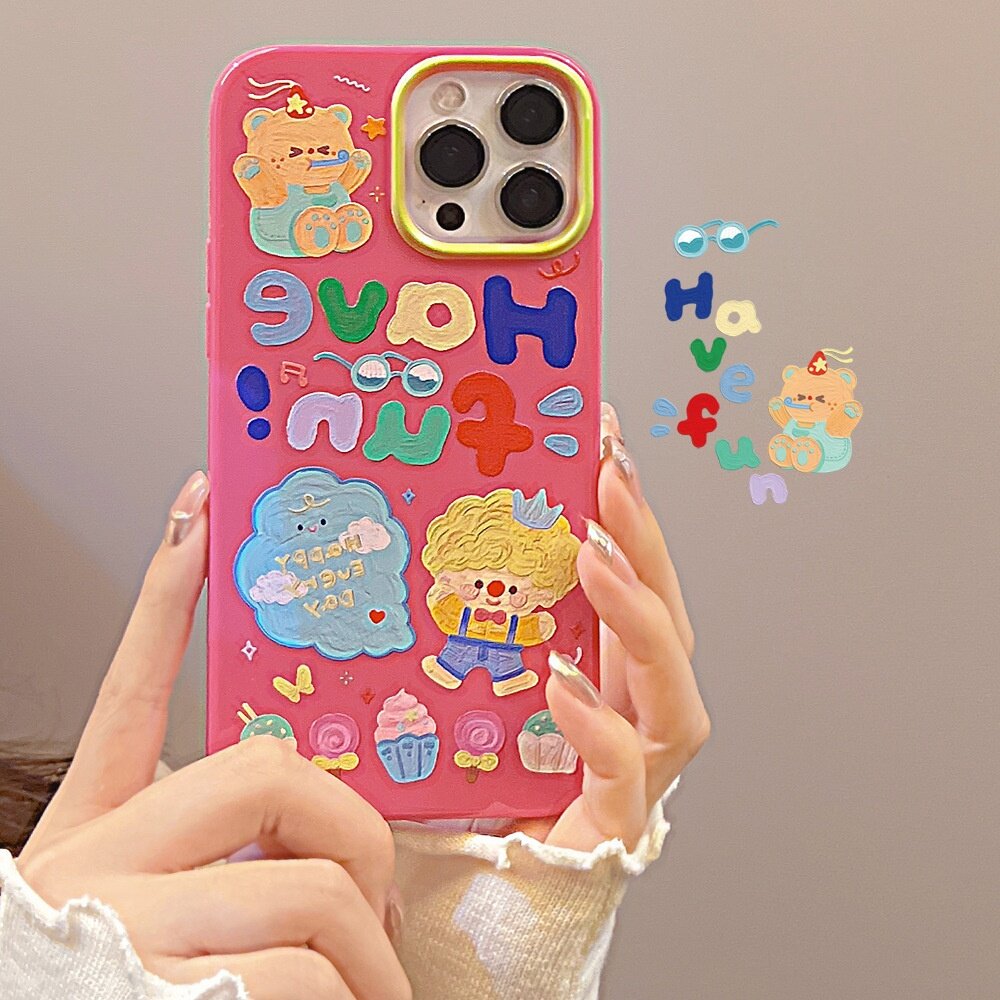 スマホケース|iPhoneシリーズに対応・落書き風・韓国風・可愛い・おしゃれ・少女|undefined