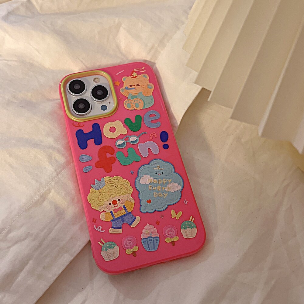 スマホケース|iPhoneシリーズに対応・落書き風・韓国風・可愛い・おしゃれ・少女|undefined