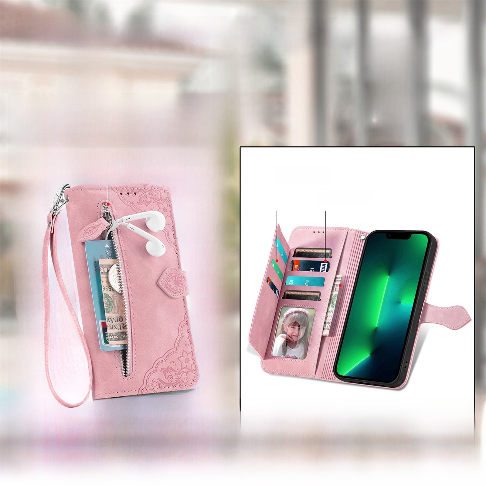 スマホケース|iPhoneに対応・手帳型・財布型・ファスナー付き・Galaxy対応・上品・多機能|undefined