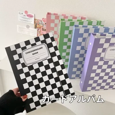 カードアルバム｜A5サイズ・バインダー式・フォトアルバム・カード収納・チェッカー柄・硬質カバー・推し活・アイドル・トレカ収納・おしゃれ・かわいい・韓国風
