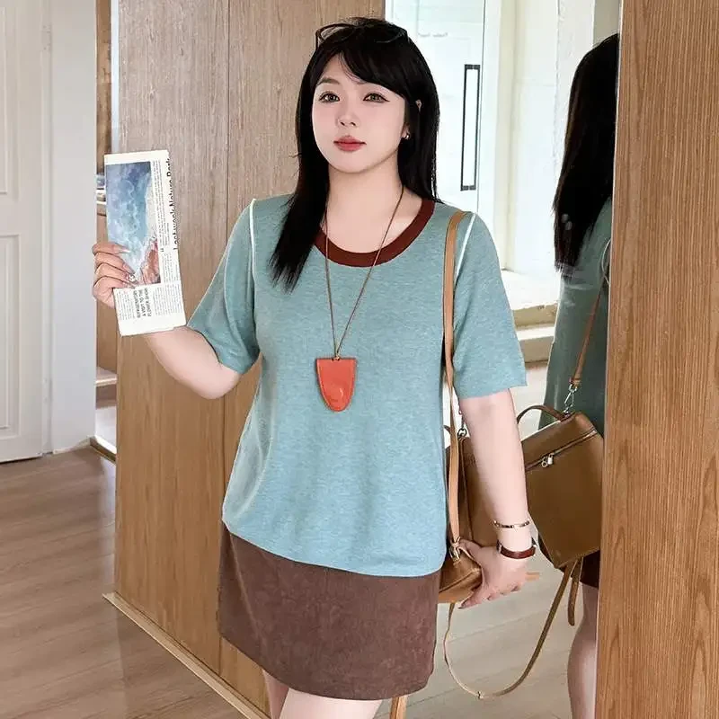 トップス｜大きいサイズ・カジュアル・プルオーバー・ラウンドネック・ニットトップス・夏・ゆったり・楽ちん|undefined