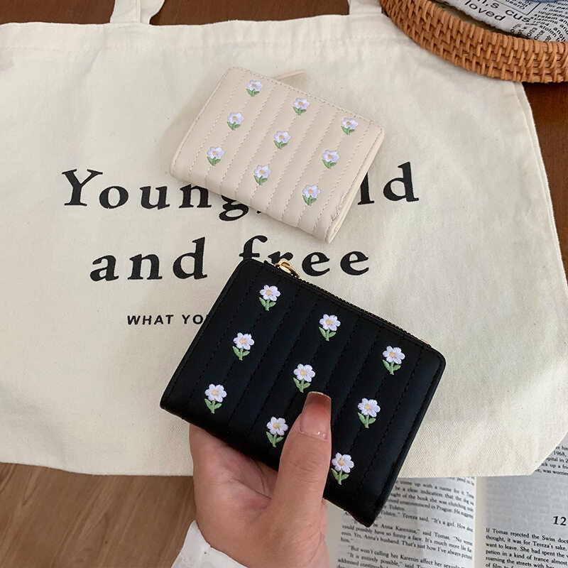 財布｜ファッション・ミニ財布・二つ折り・刺繍・カード入れ・便利・可愛い・小花柄・ガーリー|undefined