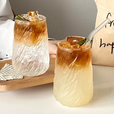 ガラスコップ・螺旋・コーヒーカップ・大容量・耐熱ガラス・透明・緑茶/アイスコーヒー/ラテに・おしゃれ・クリエイティブ