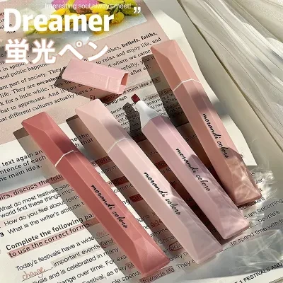 蛍光ペン｜リップグロスモチーフ・マーカーペン・グラデーション・セット・手帳用・高発色・おしゃれ・目に優しい・落書き