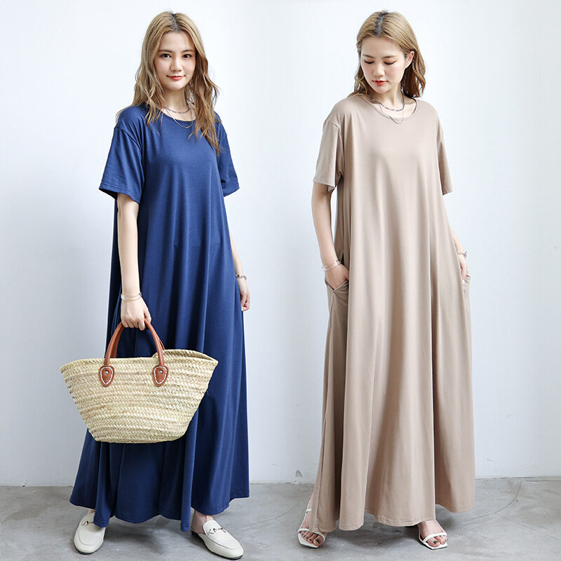 ワンピース｜ゆったり・夏・フレア・ロング丈・ポケット付き・体型カバー|undefined