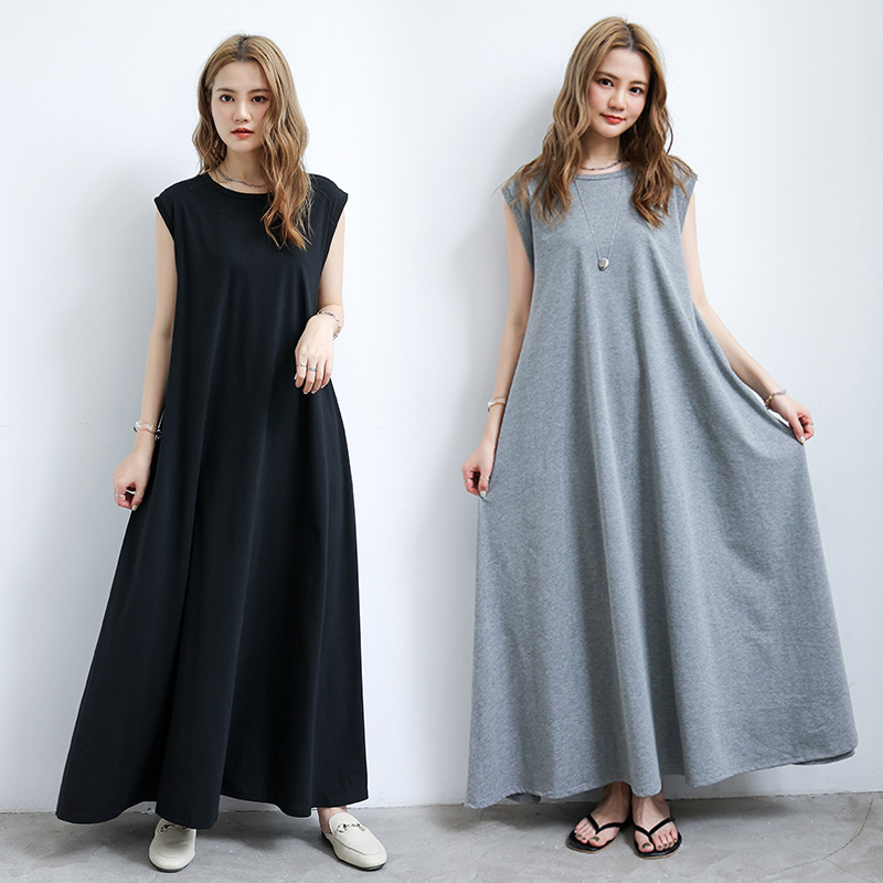 ワンピース｜ゆったり・夏・フレア・ロング丈・ポケット付き・体型カバー|undefined