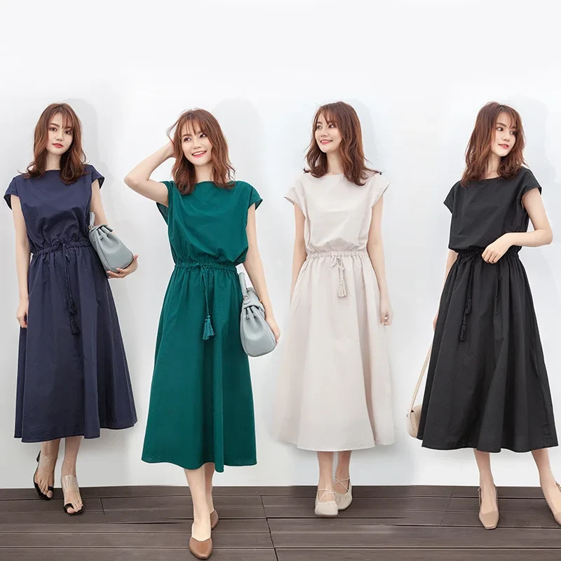 極美品　クレッシェント　ゆったりワンピース　ブルー　ギャザー入り　M 日本製 Apuweiser-riche レースコンビワンピース （ネイビー