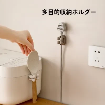 FaSoLa多機能収納ホルダー｜しゃもじホルダー・貼り付け式・炊飯器用しゃもじ・ヘラ・跡なし・多用途・キッチン収納・便利グッズ