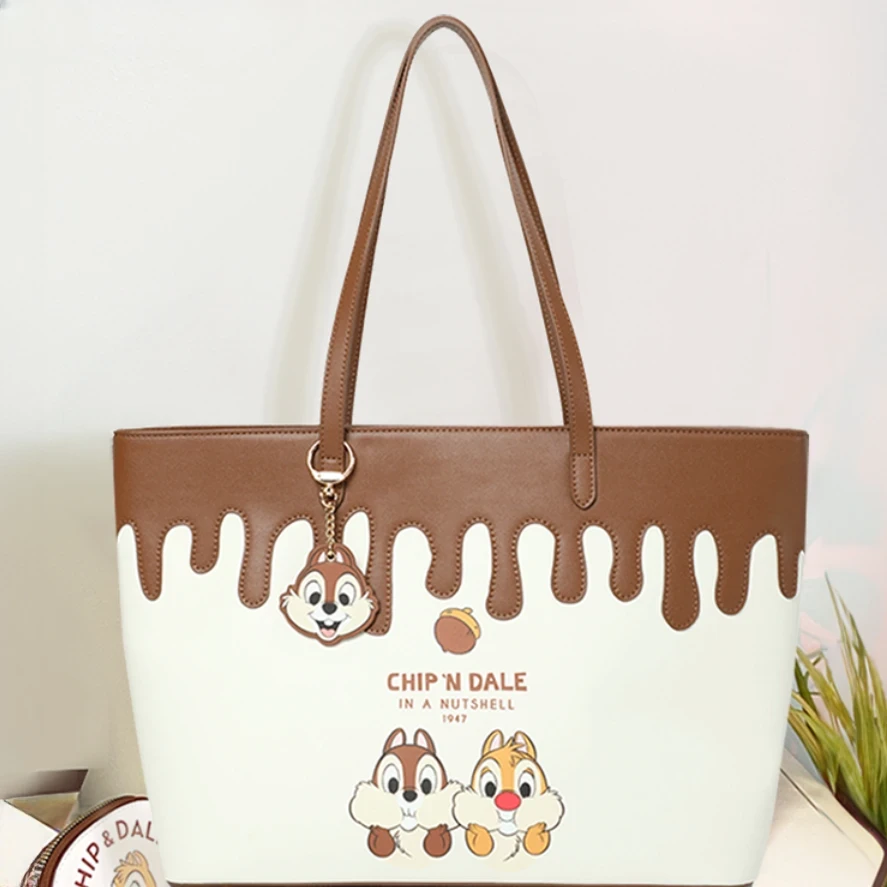 「MESUCA&Disney」トートバッグ｜チップとデール・ドリップパターン・エレガント・チャーム付き・ミディアムサイズ・デザイン性・高級・ディズニー正規品|undefined