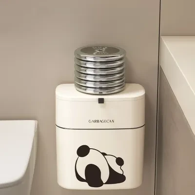 ゴミ箱｜トイレ用・壁掛け・パンダ・ゴミ箱・大容量・フタ付き・スリム・ハンギング・デザイン・高見え