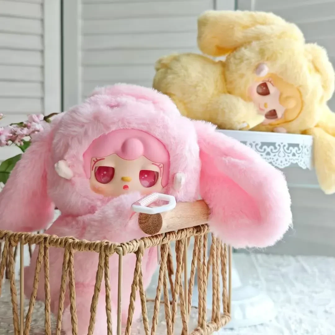 Yookiポーチ ピンクのぬいぐるみ バスケット入り