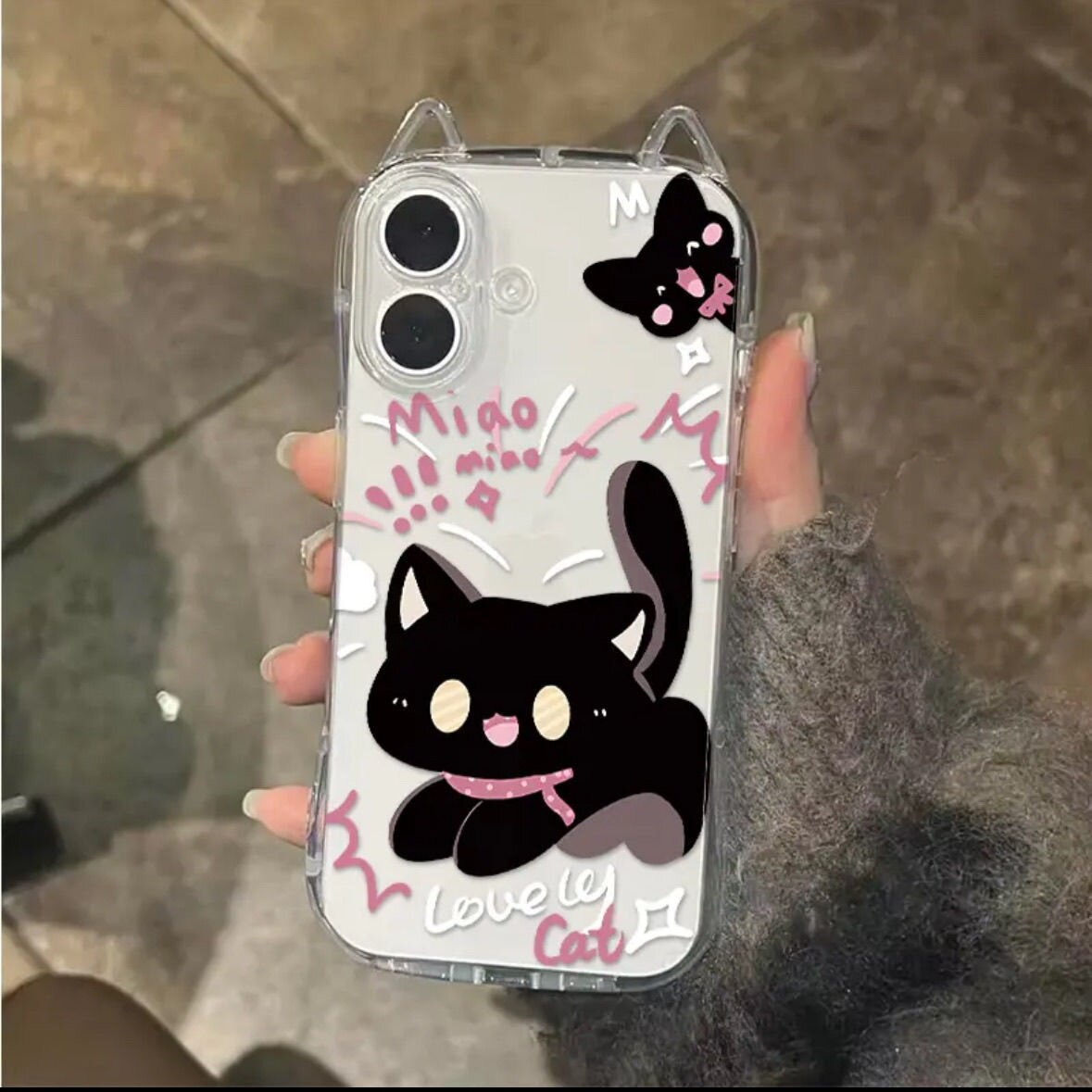 スマホケース｜韓国シリーズ・猫耳デザイン ・iPhone16promax ・クリエイティブ ・TPU・透明|undefined