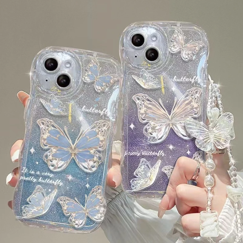 スマホケース｜波の妖精蝶・Apple 16Pro Max・透明電話ケース・シリコン素材・保護カバー|undefined