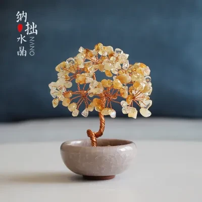 水晶の木・置物・インテリア雑貨・卓上飾り・オフィス装飾・パステルカラー・可愛い・縁起物・金運アップ