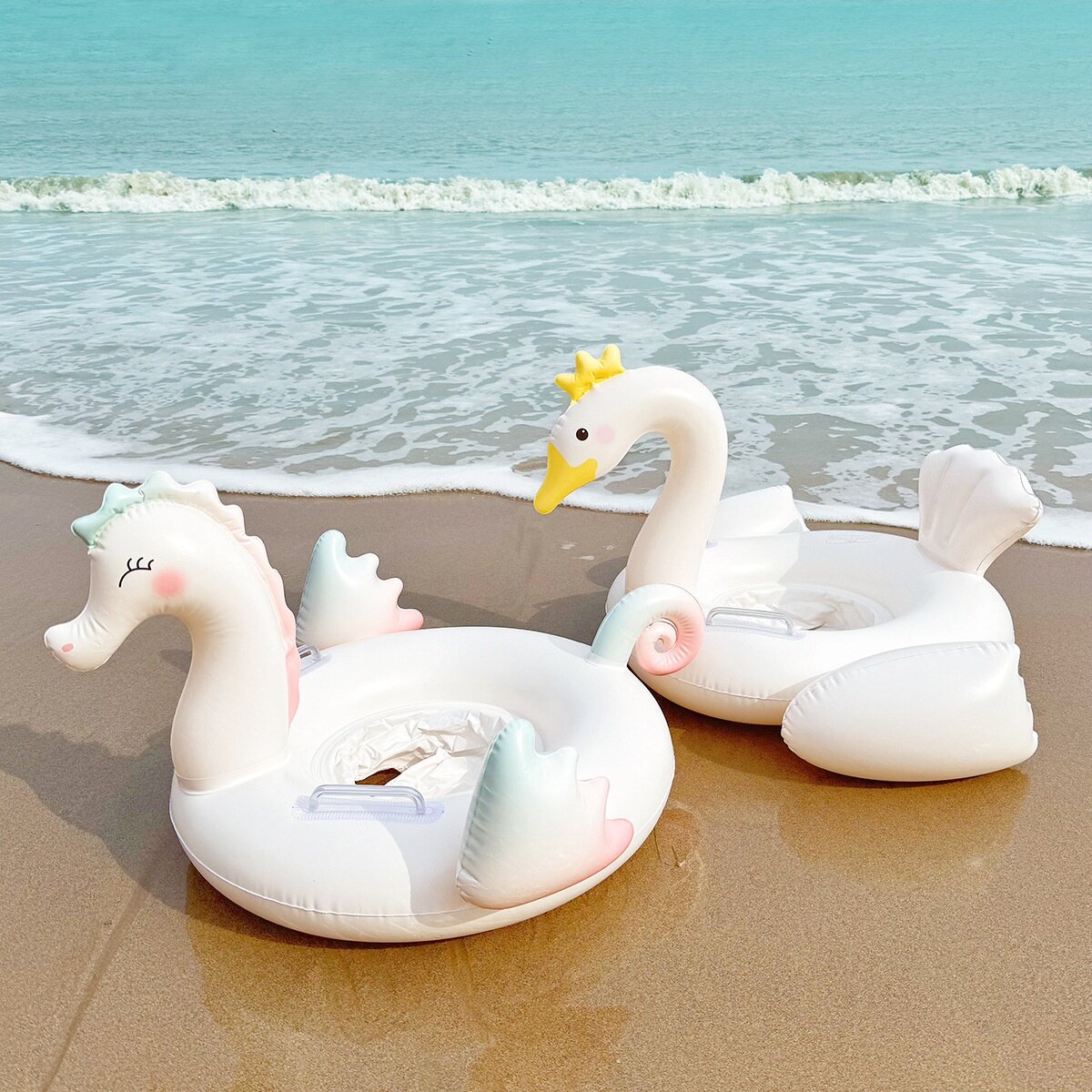 浮き輪｜白鳥型・日除け付き・大人/子供兼用・脇の下に入れるタイプ・かわいい・プール|undefined