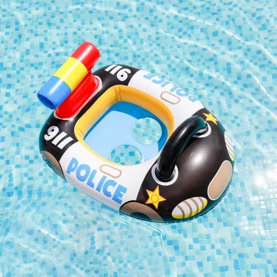 浮き輪｜ベビー＆キッズ用・パトカー型・スイムリング・座付き浮き輪・0～3歳・水遊びに最適・安全・かわいい