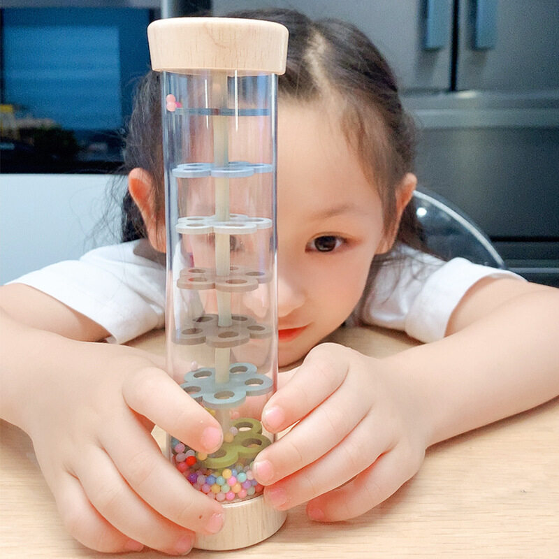 子供の木製雨管オルフ音楽啓発楽器モンテッソーリ教育早期教育手と目のコーディネーショントレーニングおもちゃ|undefined