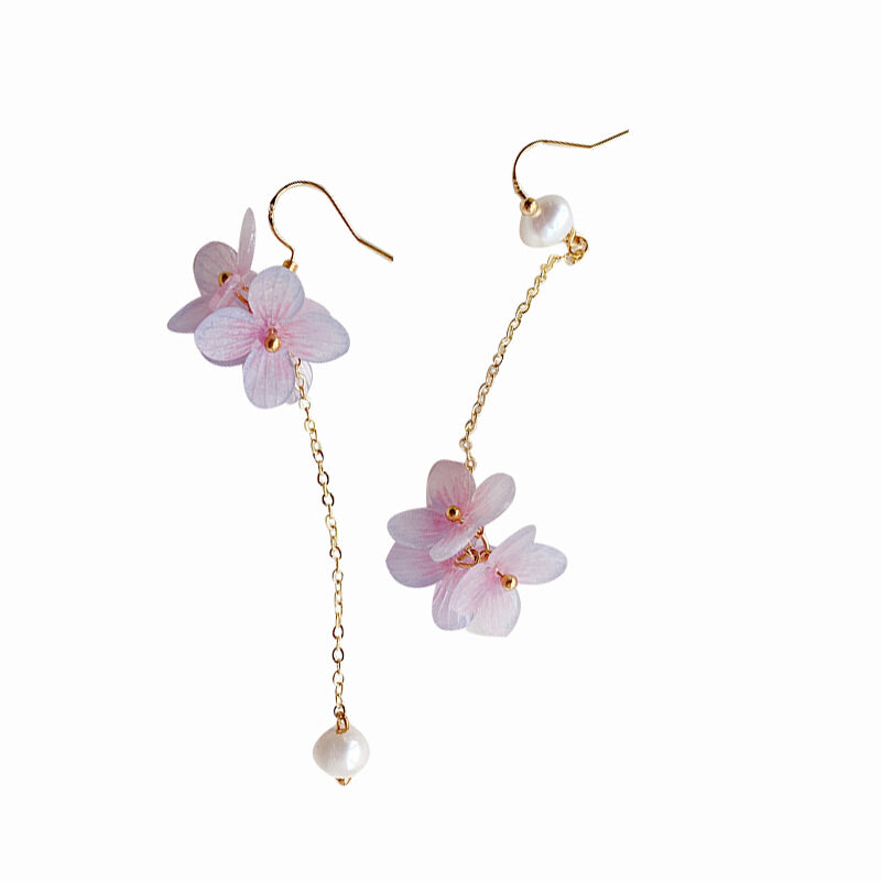 淡水パール・紫陽花モチーフ・ピアス・アシンメトリー・エレガント・上品・おしゃれ|undefined