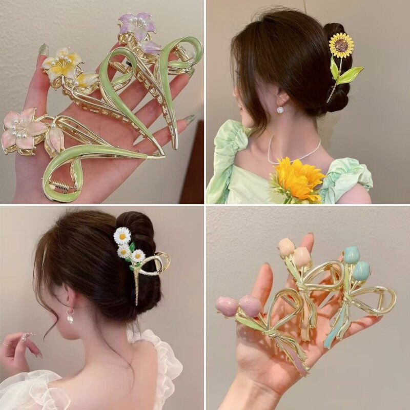 ヘアクリップ・花柄・植物モチーフ・大きめ・春夏トレンド・まとめ髪・おしゃれ・上品|undefined
