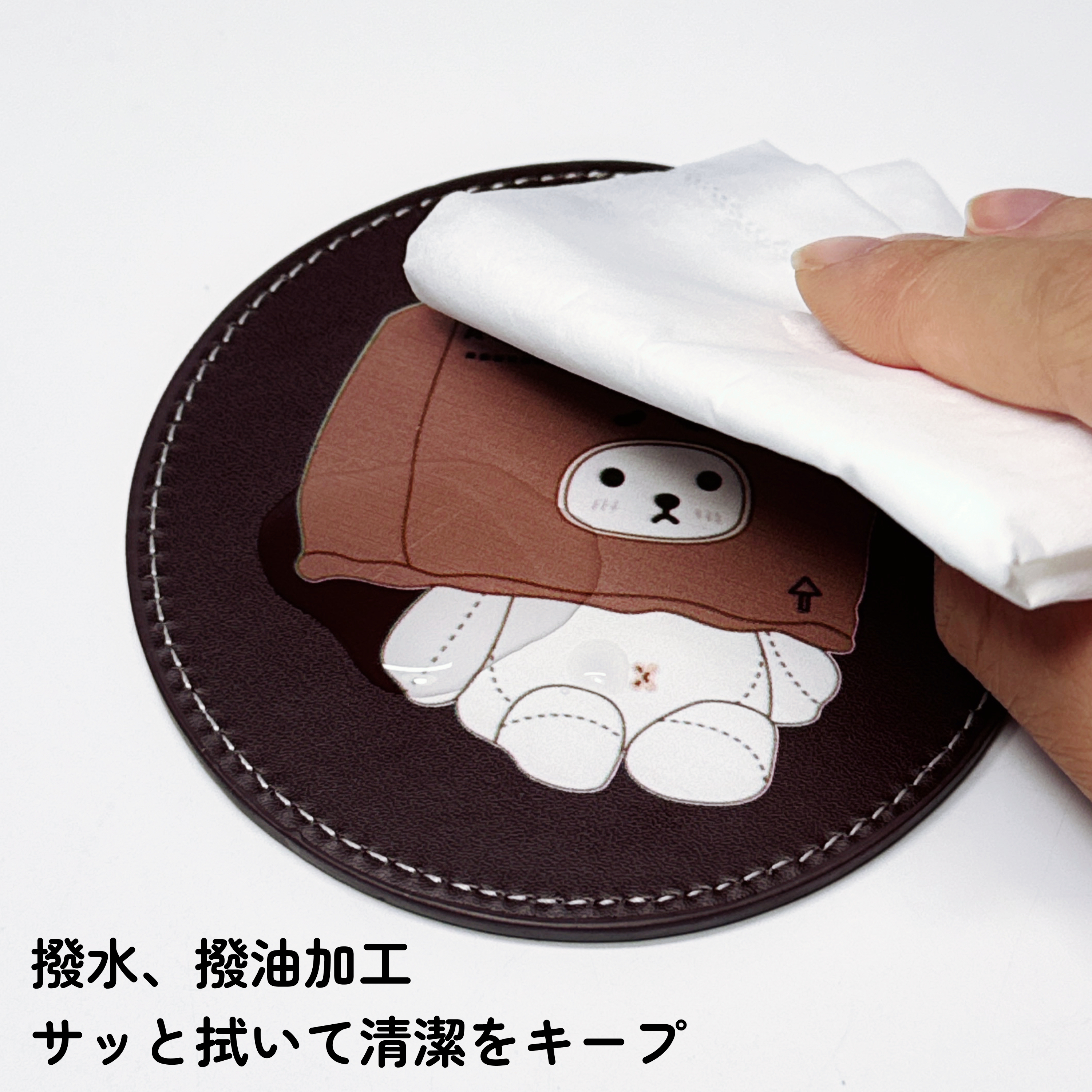 レザーコースター｜片面印刷・8ｘ8cm印刷・丸型・厚さ約4mm・キッチン・水濡れに強い・温かい飲み物と相性ピッタリ|undefined