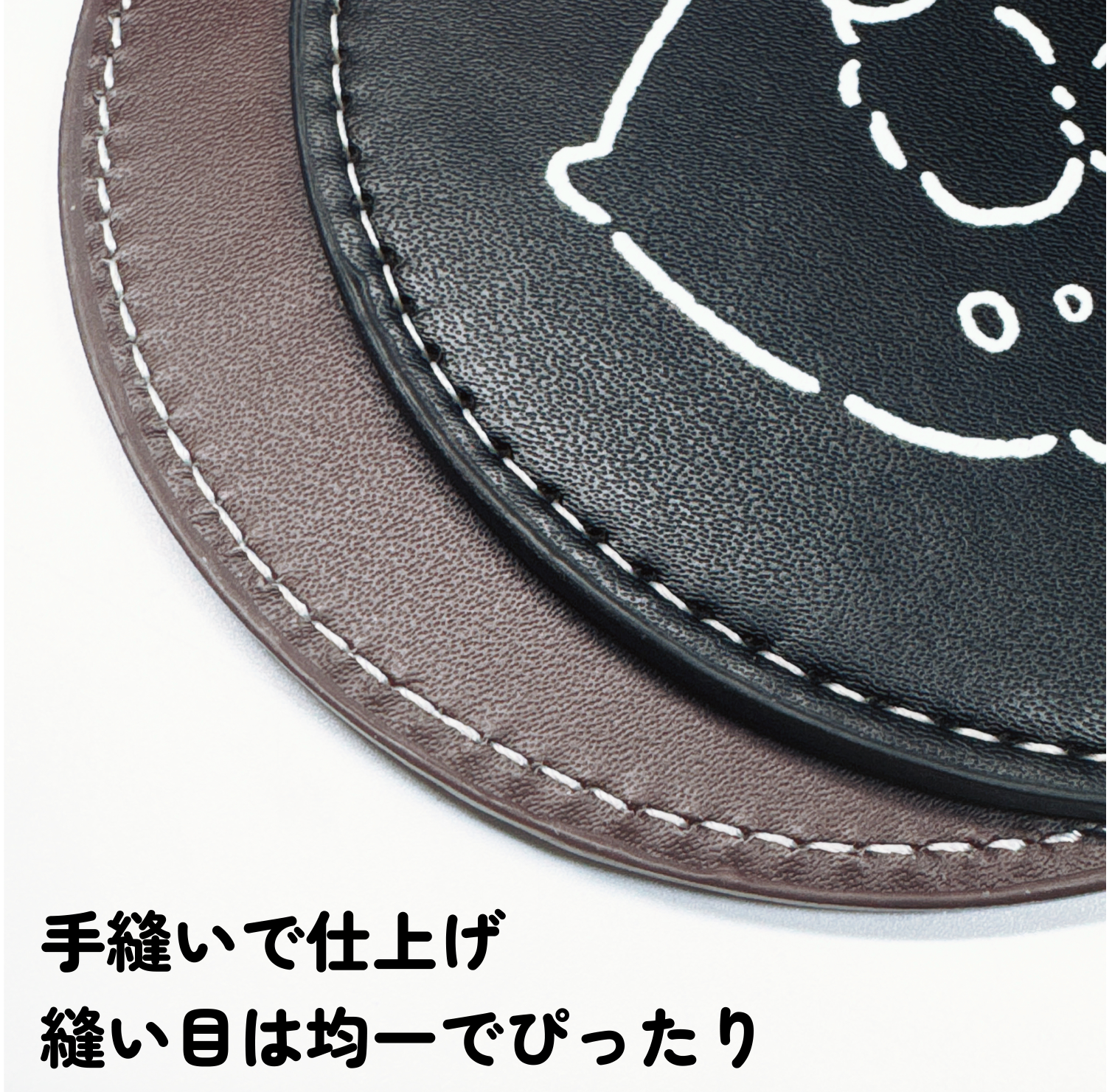 レザーコースター｜片面印刷・8ｘ8cm印刷・丸型・厚さ約4mm・キッチン・水濡れに強い・温かい飲み物と相性ピッタリ|undefined