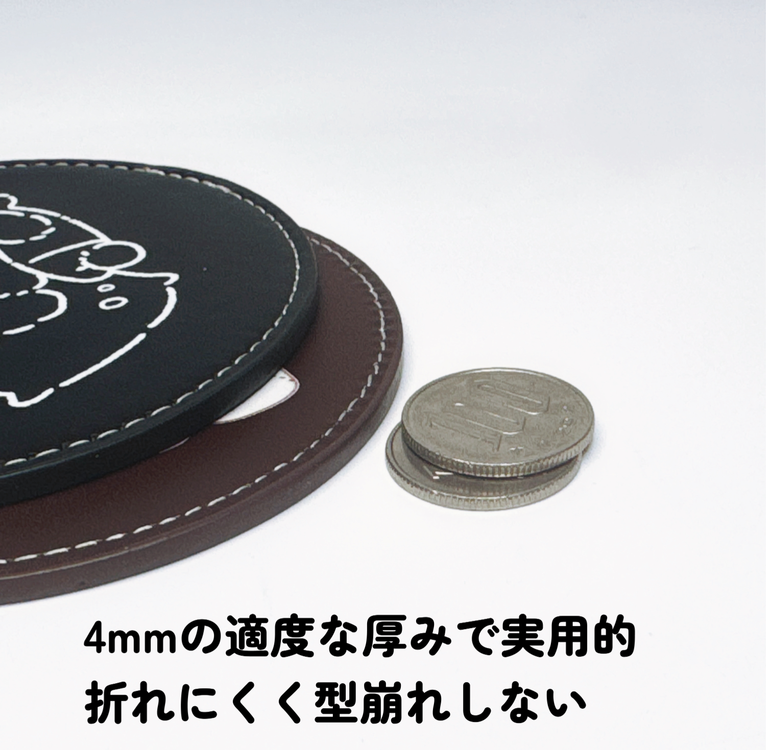 レザーコースター｜片面印刷・8ｘ8cm印刷・丸型・厚さ約4mm・キッチン・水濡れに強い・温かい飲み物と相性ピッタリ|undefined