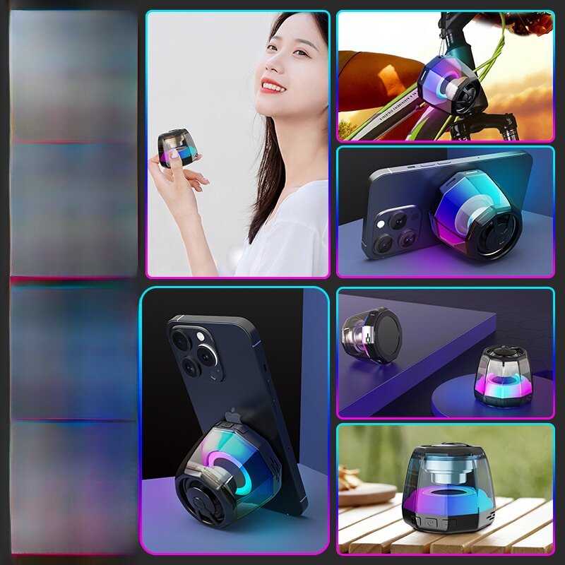 磁気Bluetoothスピーカー｜フルスクリーン・重低音・七色ライト・ホームシアター・透明ガラス風・小型スピーカー・カラフル・おしゃれ・高音質|undefined
