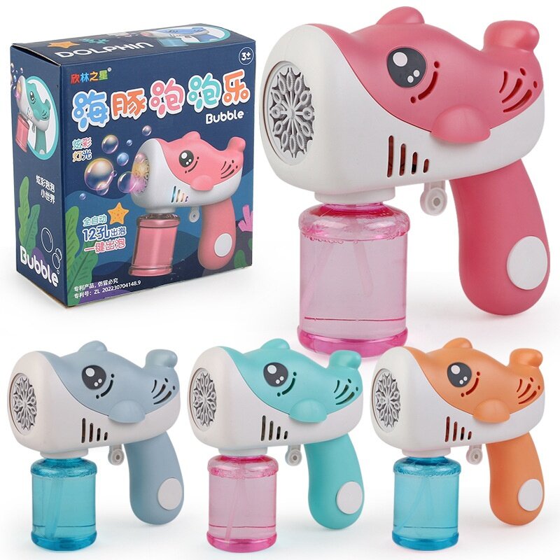 電動恐竜バブルガン｜イルカ型・12穴・ワンタッチ自動・光る・音楽付き・子供向け・面白グッズ|undefined