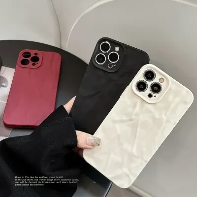 FunCASE iPhoneケース｜適用機種13/14/15 Pro Max/XR・ソフトケース・しわ加工・フルカバー・シンプル・高級感