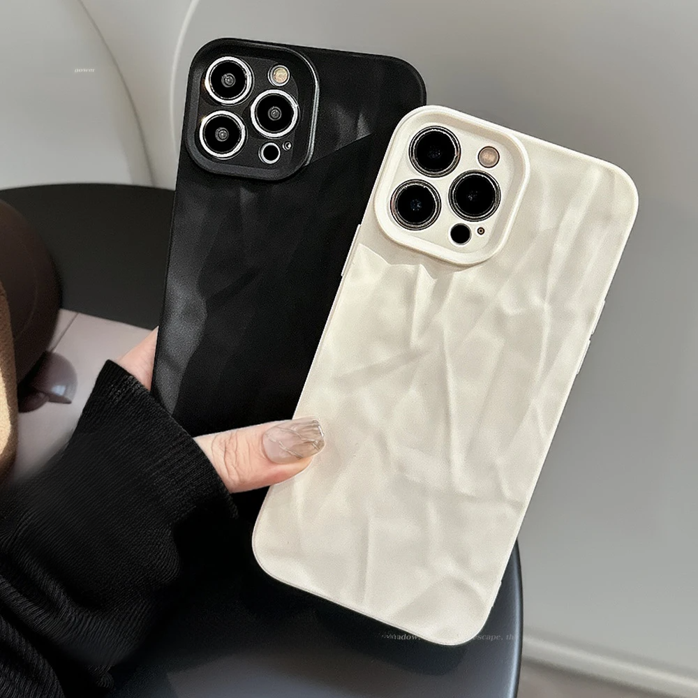iPhoneケース｜適用機種13/14/15 Pro Max/XR・ソフトケース・しわ加工・フルカバー・シンプル・高級感|undefined