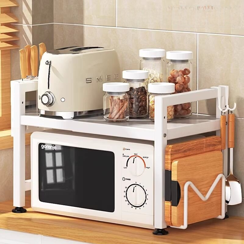 キッチンラック｜伸縮式・フロア置き型・電子レンジ棚・炊飯器ラック・多機能・家庭用・多層・卓上収納・便利|undefined