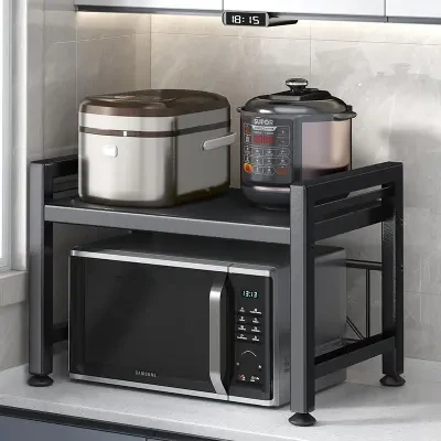 キッチンラック｜伸縮式・フロア置き型・電子レンジ棚・炊飯器ラック・多機能・家庭用・多層・卓上収納・便利