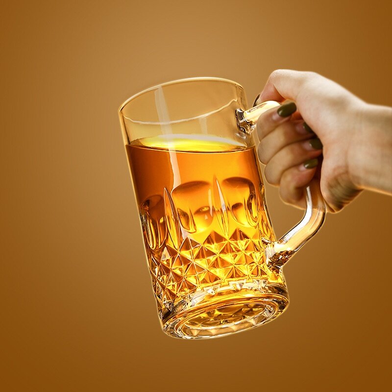 生ビールカップ｜500ml・超大容量・ガラスカップ・家庭用・ティーカップ・バービールカップ・ハンドル付き・インターネット|undefined