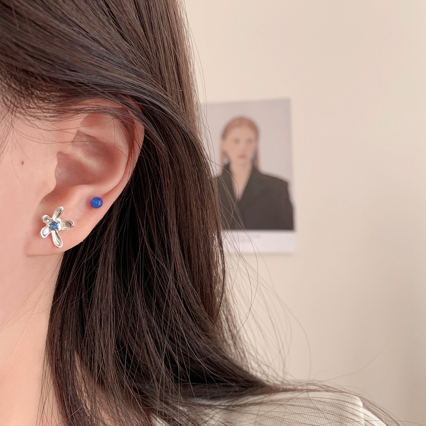 ピアス｜シルバー925・ミニ・セット・スタッドピアス・ブルーダイヤ・毎日使える・可愛い|undefined