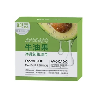 Fanrou クレンジングシート｜アボカドオイル配合・メイク落とし・アイメイク/リップメイク落とし・使い捨て・洗い流し不要・しっとり