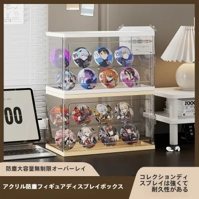 バッジ収納ケース｜アクリル製・透明・フィギュア展示棚・人形/ドール収納・コレクションに・おしゃれ・見やすい