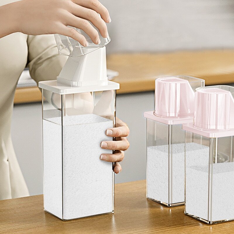 洗濯洗剤収納ボックス｜密閉・計量カップ付き・詰め替えボトル・ランドリー収納・家庭用・除菌・衣類用洗剤・便利|undefined