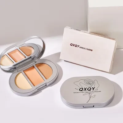 Stylish QXQY 3色コンシーラー｜肌に密着・粉浮きしにくい・ハイライト効果・シミ・そばかす・くすみ・クマ・ニキビ跡をカバー・初心者でも使いやすい