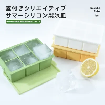 6穴製氷皿｜シリコン製・蓋付き・食品グレード・自家製DIY・匂い移り防止・大容量