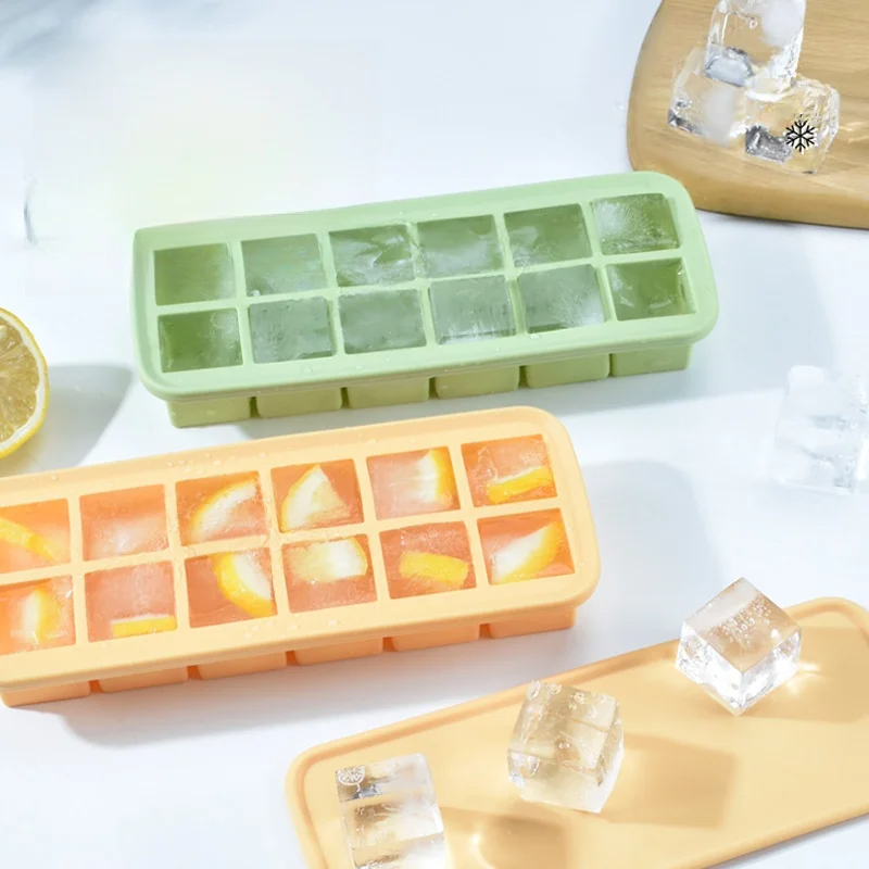 製氷皿｜12個取り・シリコン製・スクエア型・取り出しやすい・家庭用・食品グレード・柔らかい底・製氷器|undefined