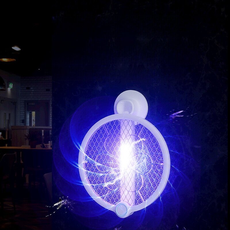 電撃殺虫ラケット｜多機能・充電式・蚊取りランプ付き・2way・折りたたみ式・蚊・ハエ退治|undefined