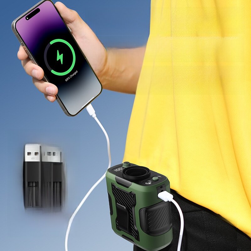 腰掛け扇風機｜高速・USB充電式・携帯便利・工事現場/アウトドア・モバイルバッテリー機能付き・ハンズフリー・小型扇風機|undefined